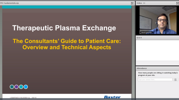 Dr. David Askenazi presenting his webinar: TPE: Consultants Guide to Patient Care