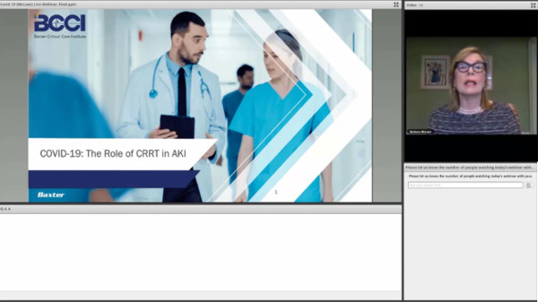 Barbara McClean discusses the role of CRRT in AKI in the midst of COVID-19