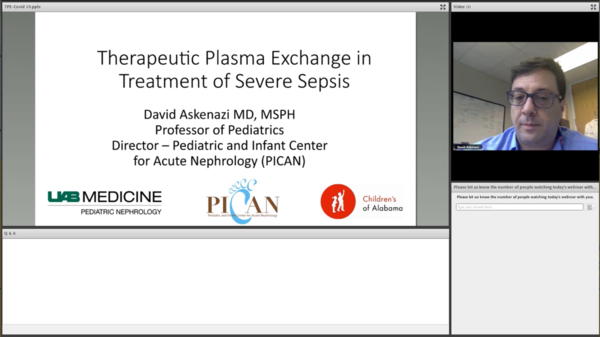 Dr. David Askenazi discusses TPE in Treatment of Severe Sepsis